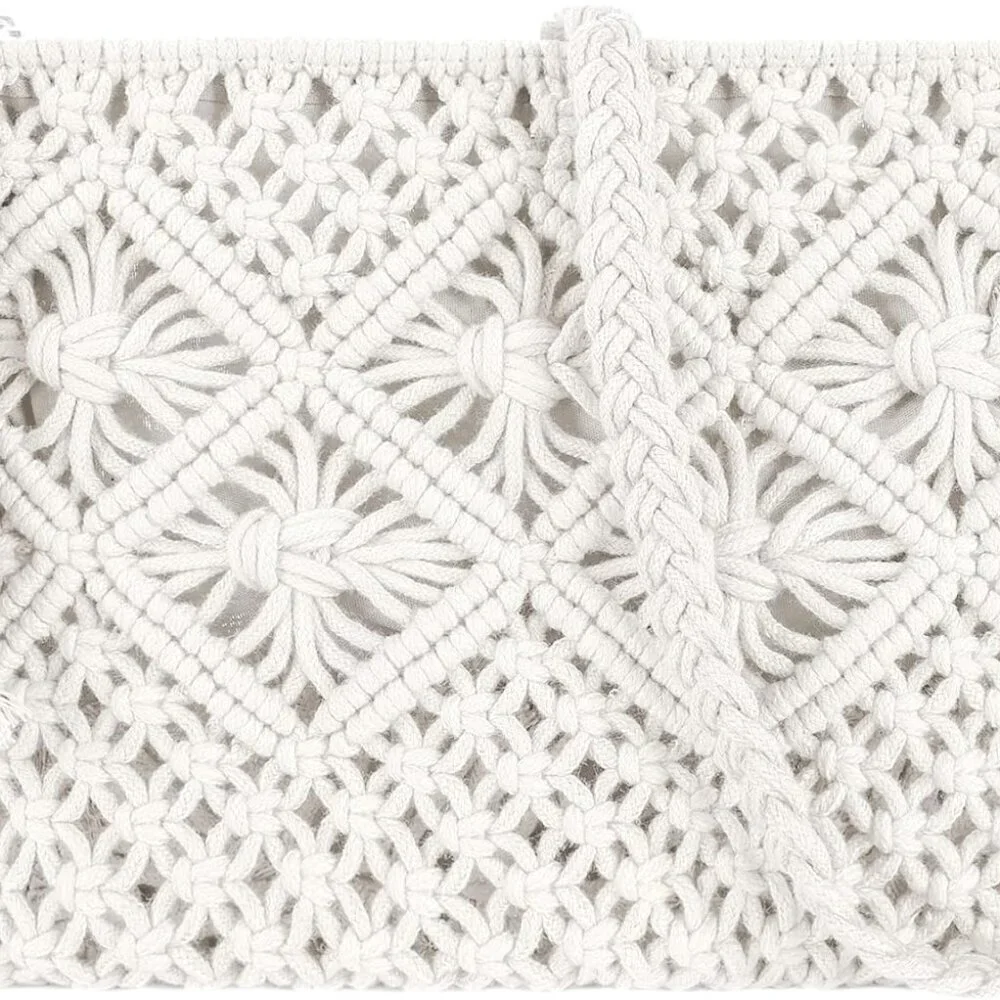 Women Crochet Beach Crossbody Bag Cotton Polyester Small Travel Purse